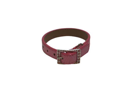 Pink Snakeskin Leather Dog Collar