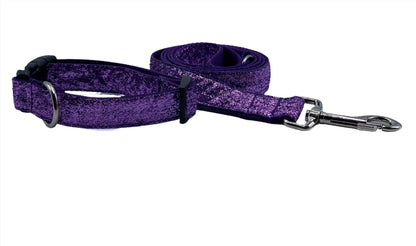 Purple Glitter Ribbon Nylon Collars & Leads (1" Wide).