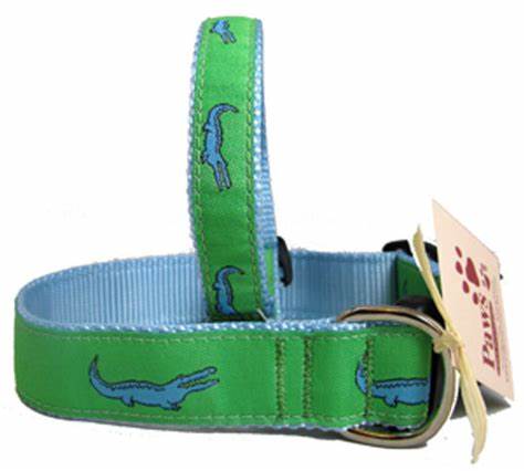 Green Alligator Dog Collars & Leads.