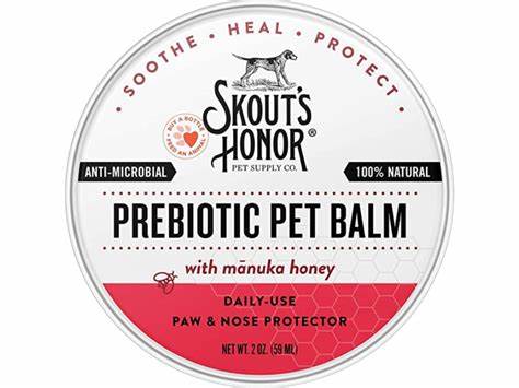 Skout's Honor Prebiotic Pet Balm with Manuka Honey.