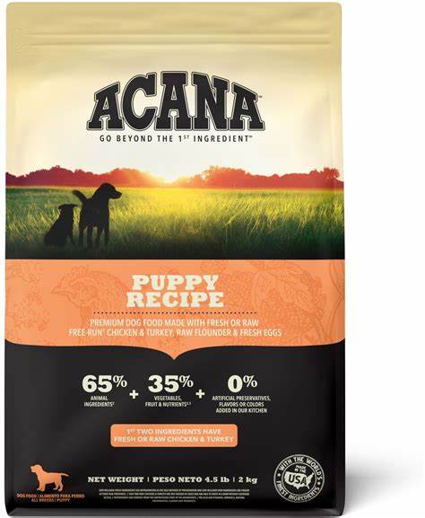 Acana Grain-Free Puppy Food 4 lb Bag.