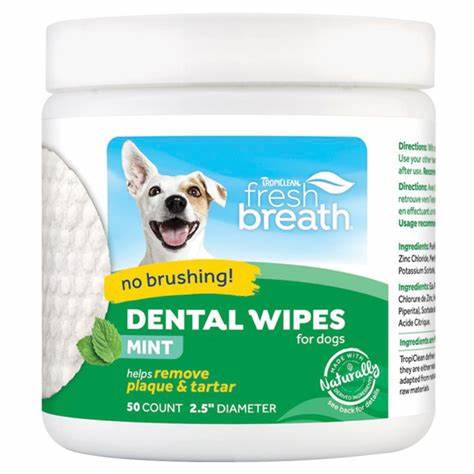 TropiClean Fresh Breath Dental Wipes.