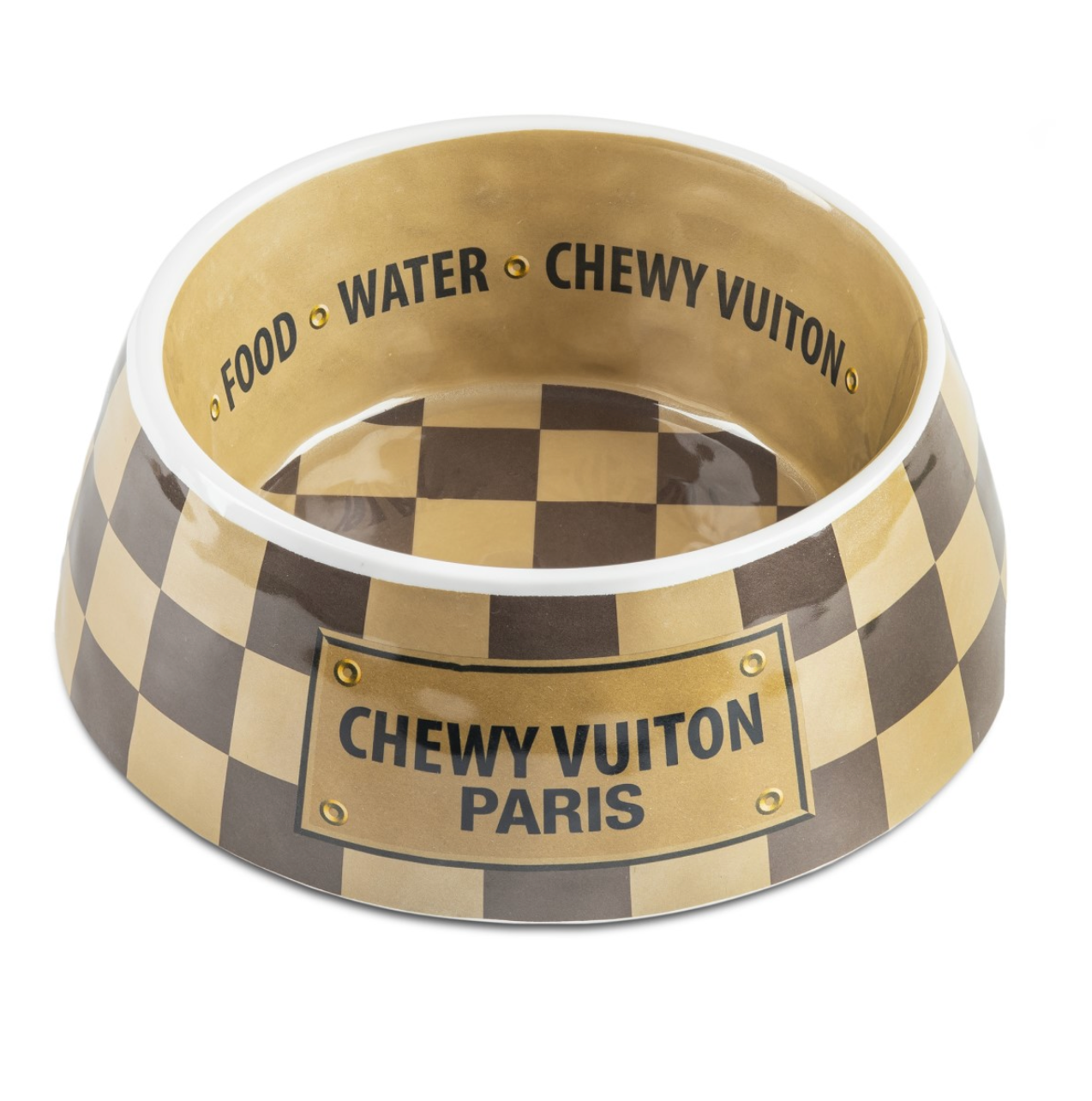 Haute Diggity Dog Checker Chewy Vuiton Pet Bowl - Large