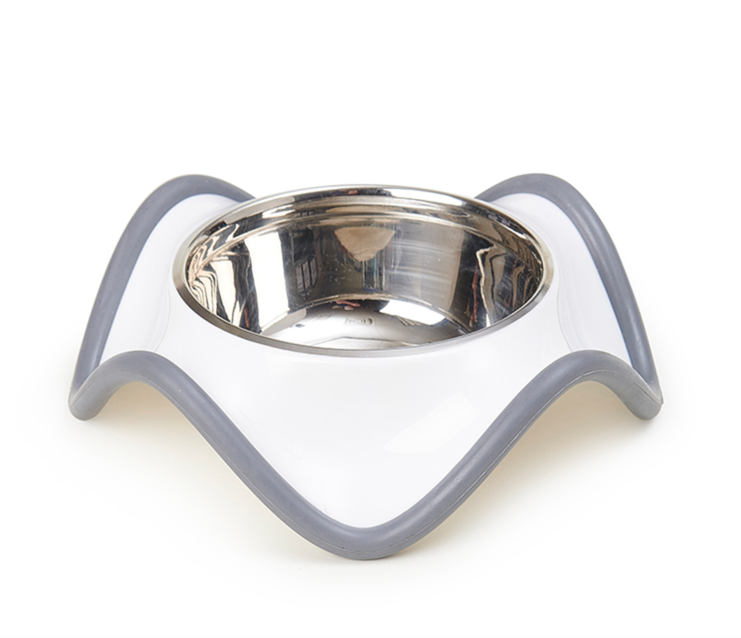 Milos Stainless Steel Pet Bowl, White.