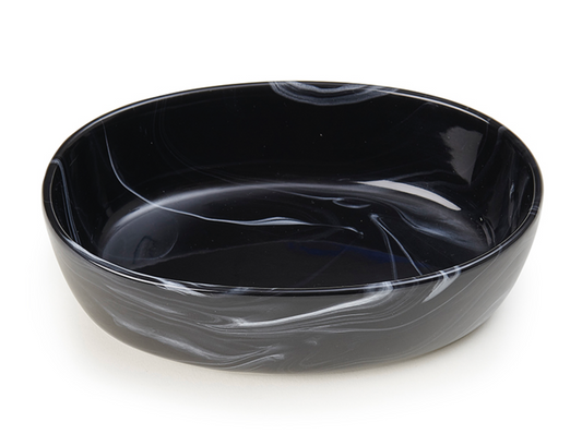 Fancy Marble Black, Oval Pet Bowl 7" x 4.5", 2 Cups