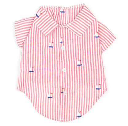Red Stripe Sailboat Pet Shirt.