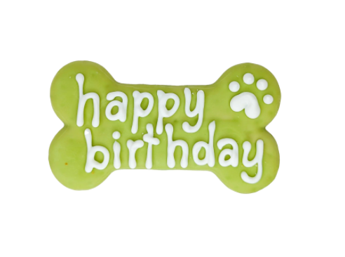 Green happy birthday bone Dog Treat