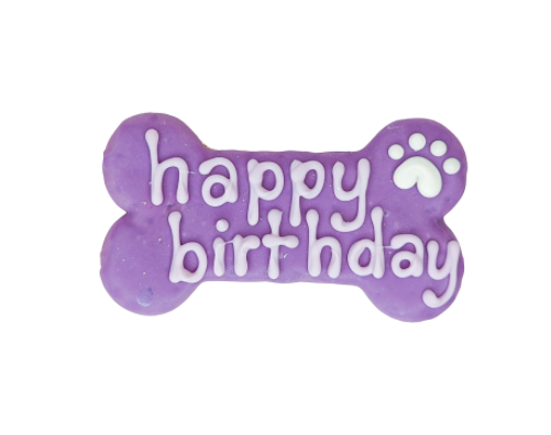 Purple happy birthday bone Dog Treat