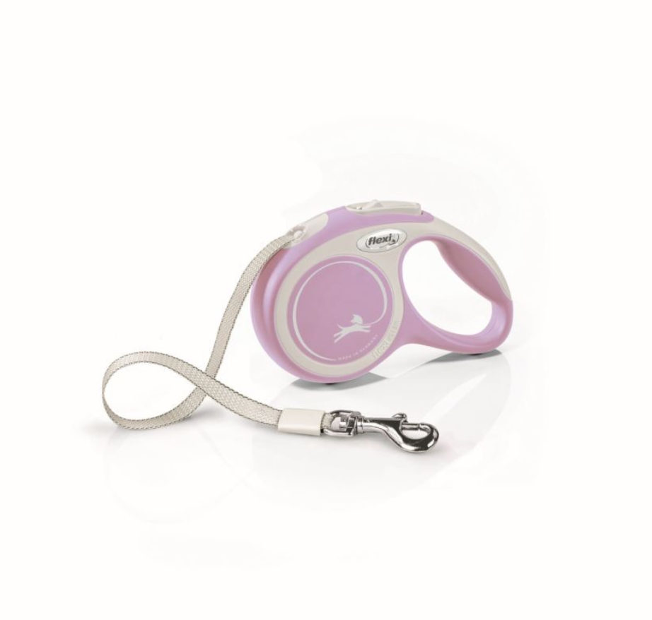 Flexi New Comfort Retractable Tape Dog Leash Pink, 10 ft, XS, Up To 26 lb