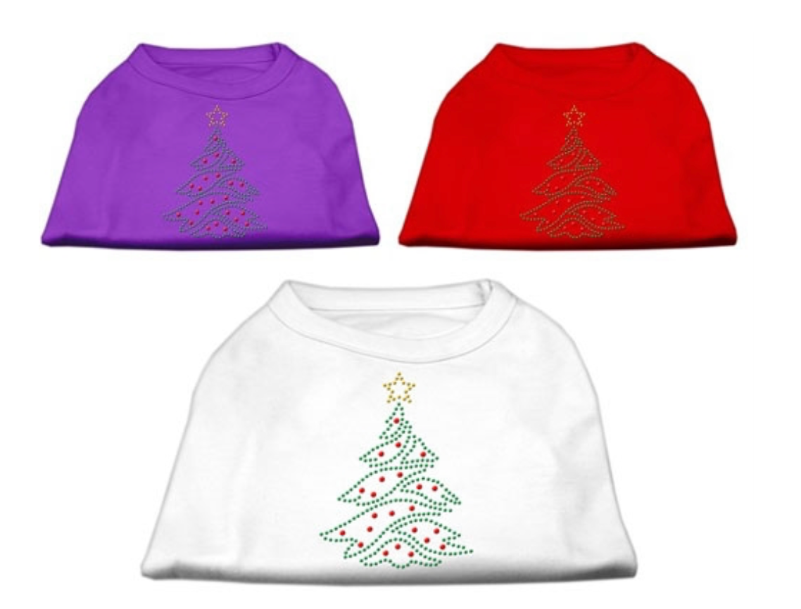 Christmas Tree Rhinestone Dog Shirts.