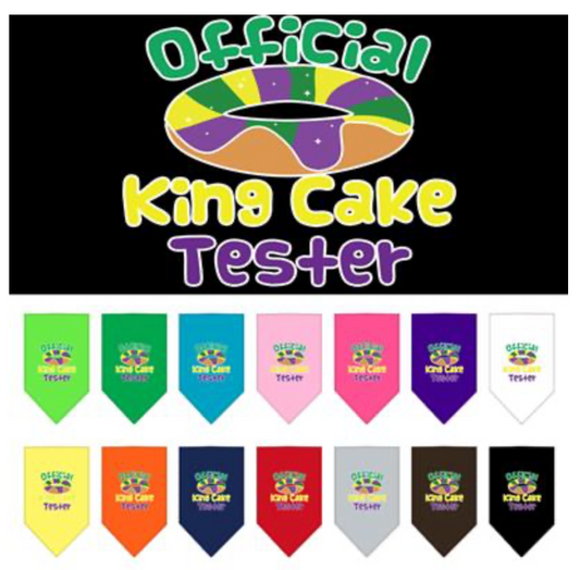 King Cake Tester Screen Print Pet Bandana