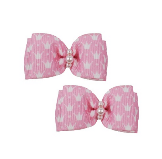 Pink Crown Pet Hair Bows.