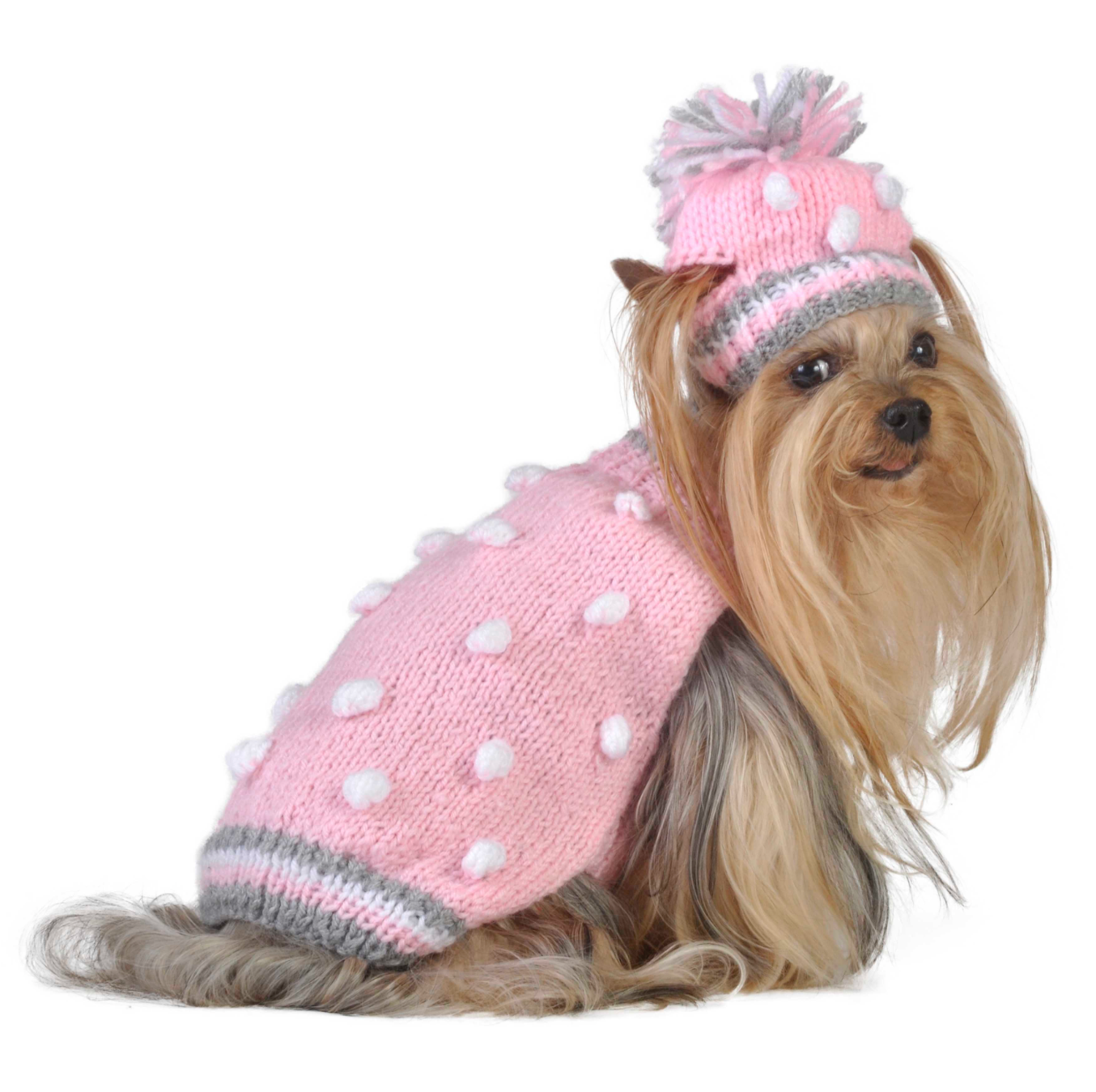 Pink Bobble Pet Sweater w/Hat.