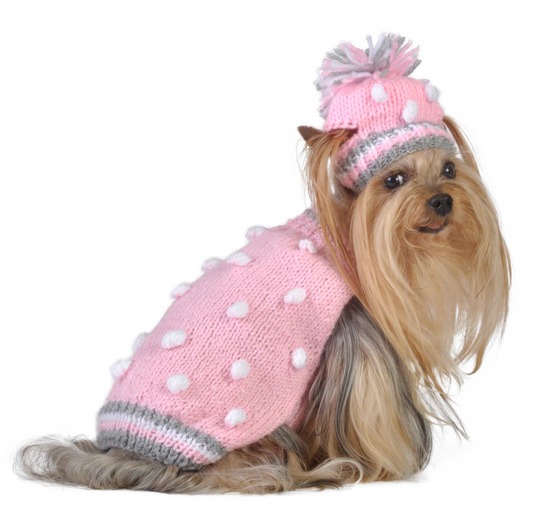 Pink Bobble Sweater w/Hat