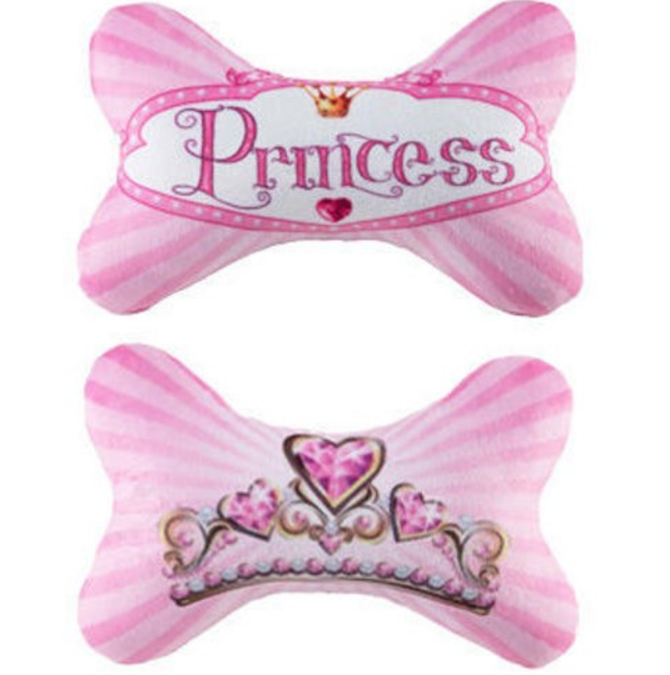 Princess Plush Squeaker Bone Toy