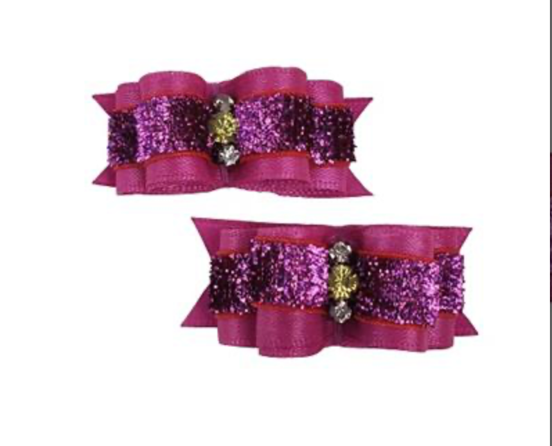 Pink Glitter Pet Hair Bows.