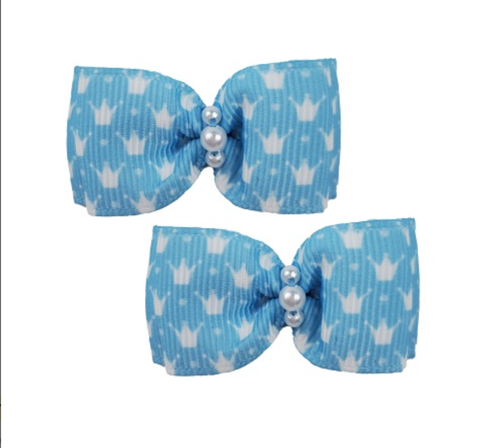 Blue Crown Pet Hair Bows.