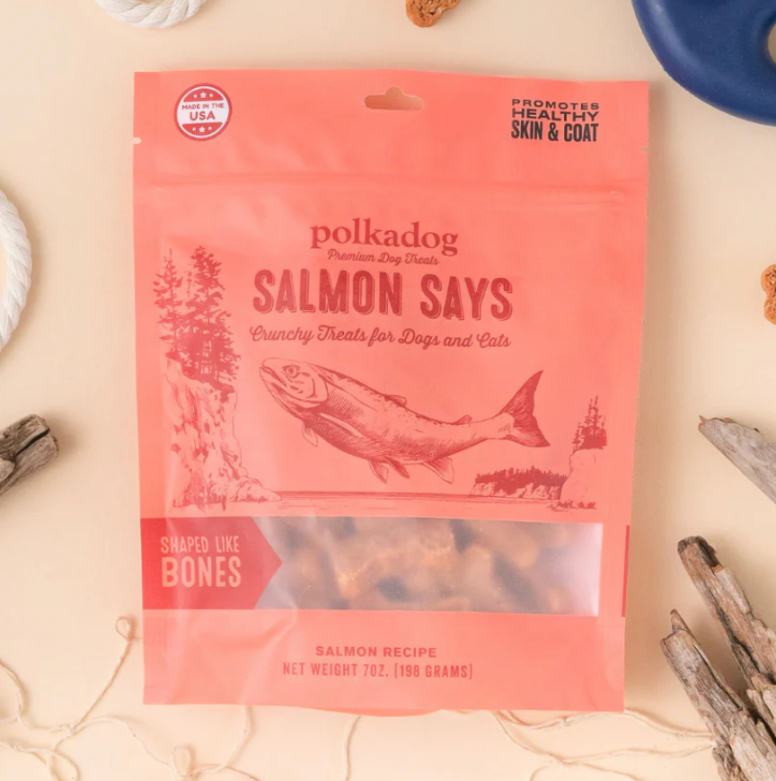 Salmon Says (Bones) Dog Treats.