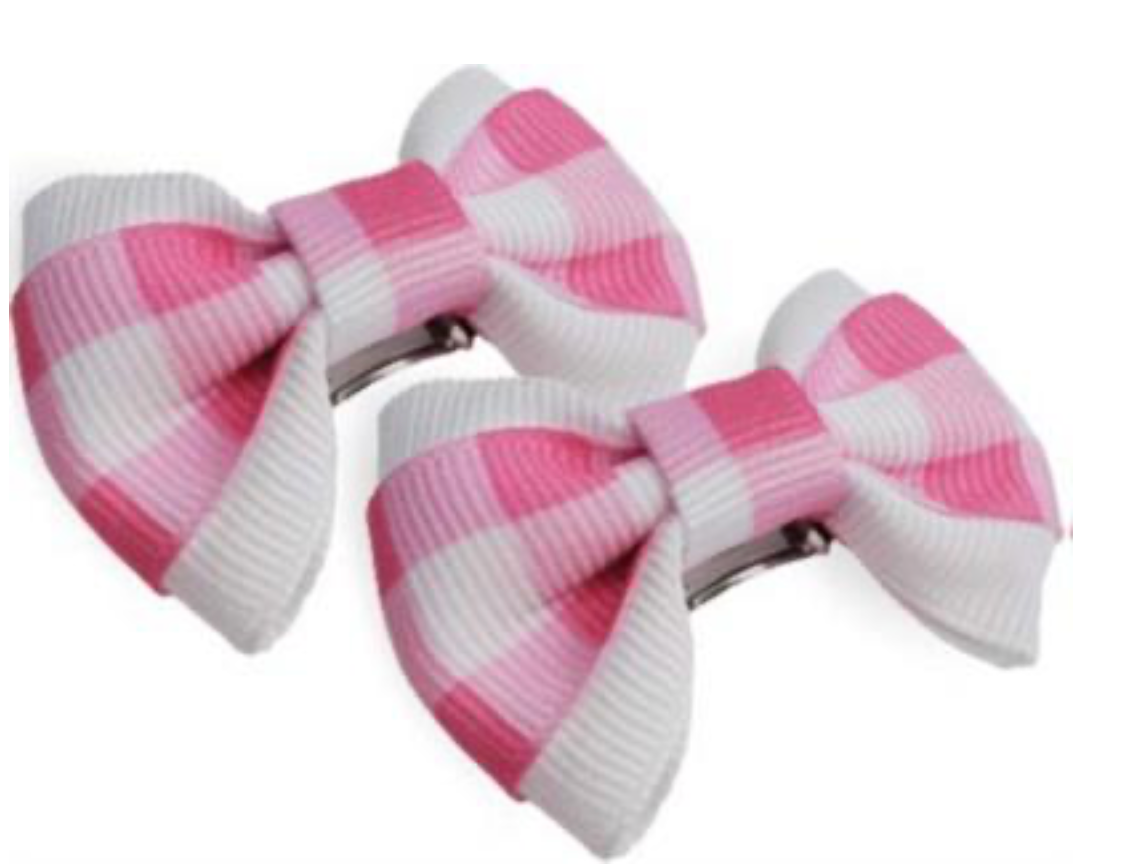 Pink Gingham pet Hair Bows.