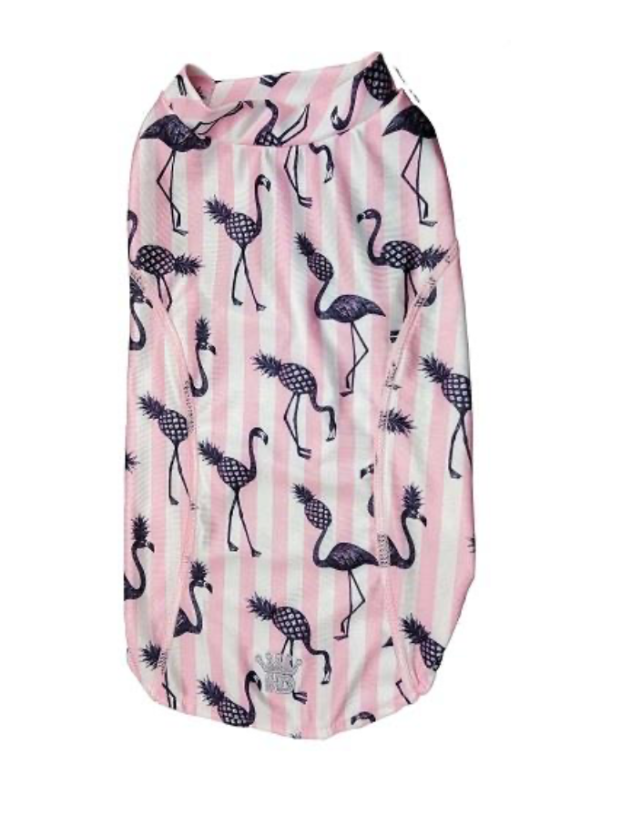 Athletic Shirt - Flamingos with UV treatment.