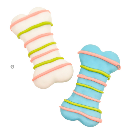 Spring Striped Dipped Bones Dog Treats.