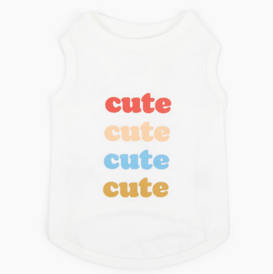 Cute Cute Cute Dog - Sleeveless Dog T-Shirt.