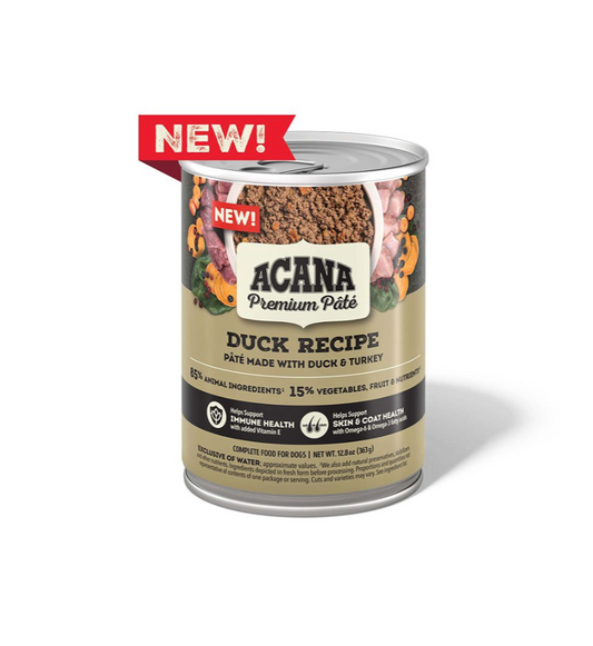 ACANA Premium Pate Wet Dog Food Duck Recipe in Bone Broth, 12.8oz