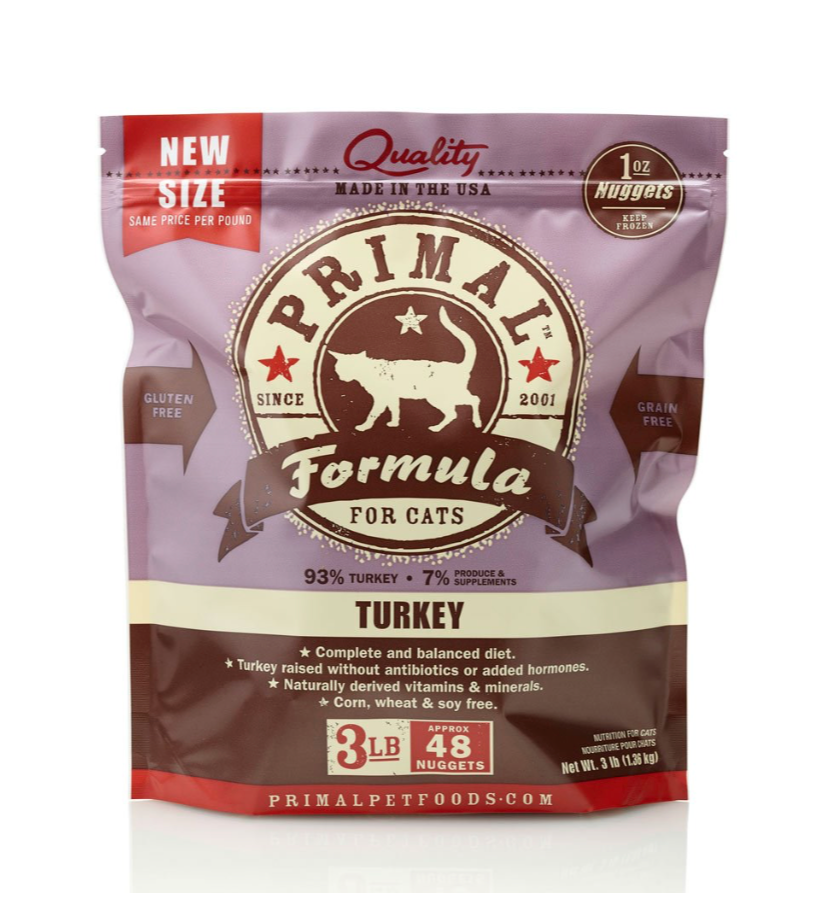 Primal™ Frozen Raw Turkey Formula Cat Nuggets 3lbs