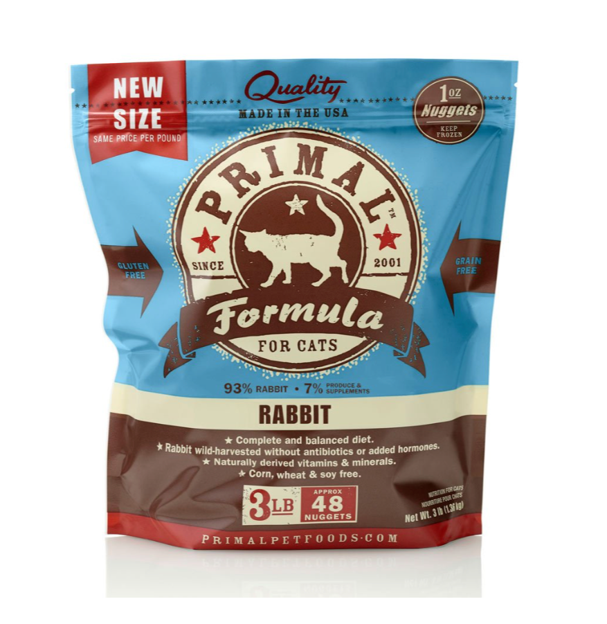 Primal™ Frozen Raw Rabbit Formula Cat Nuggets 3lbs