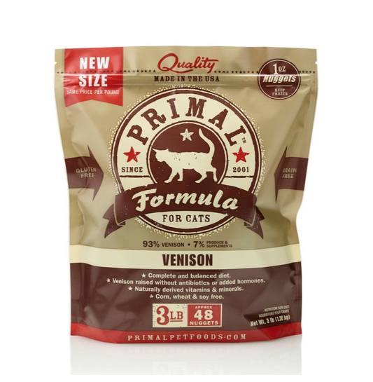 Primal™ Frozen Raw Venison Formula Cat Nuggets 3lbs