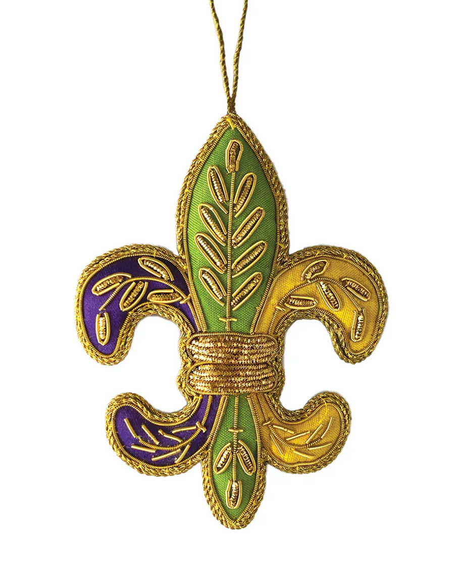 Fleur De Lis Embroidered Christmas Ornament