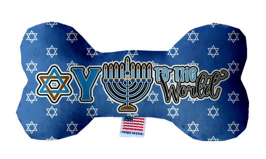 Hanukkah Pet & Dog Plush Bone Toy, "Oy To The World"