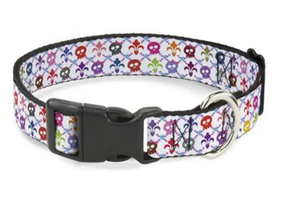 Skull & Fleur-de-Lis White/Multi Color Buckle Down