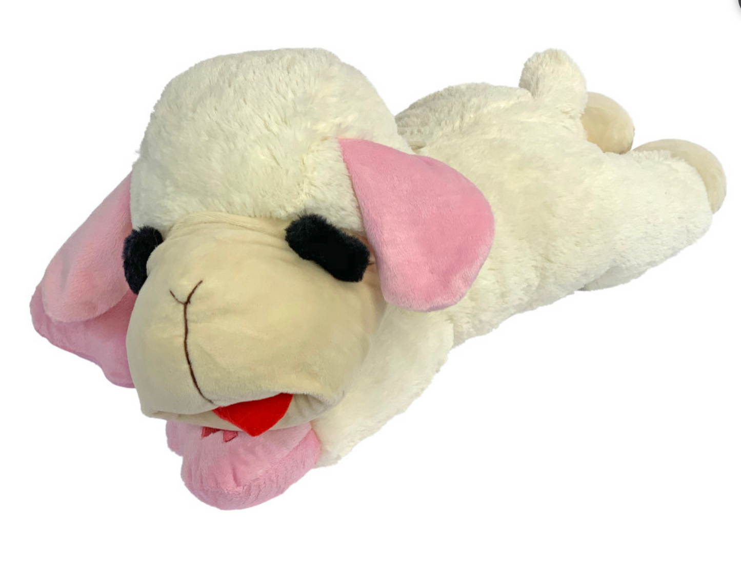 Multipet Lamb Chop Dog Toy w/ Pink Ribbon