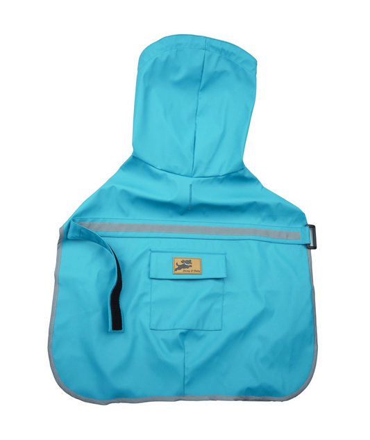 Water-Resistant Dog Rain Jacket With Reflective Strip - Blue