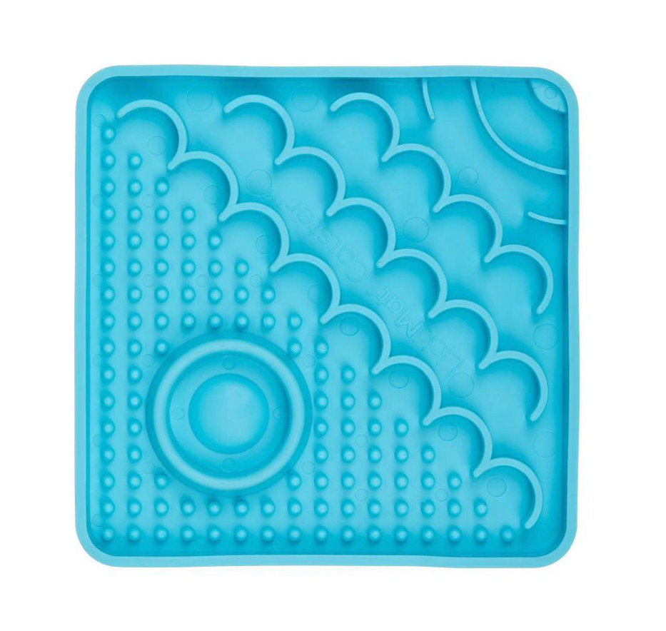 Lickimat Catster Slow Food Bowl Anti-Anxiety Mat for Cats (Turquoise) - 15x15cm