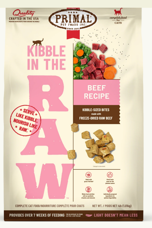 Primal Feline Kibble in the Raw Beef Cat 1.5 lb