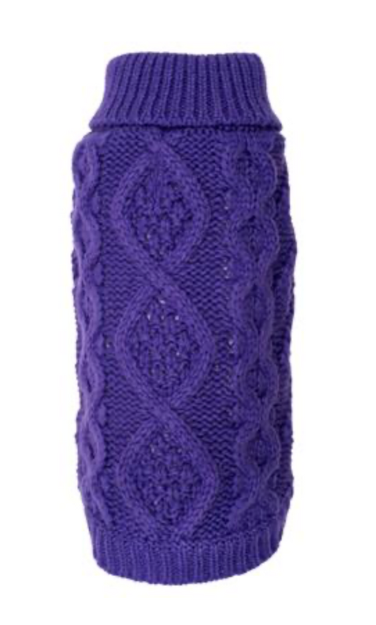 Purple Chunky Knit Turtleneck Sweater
