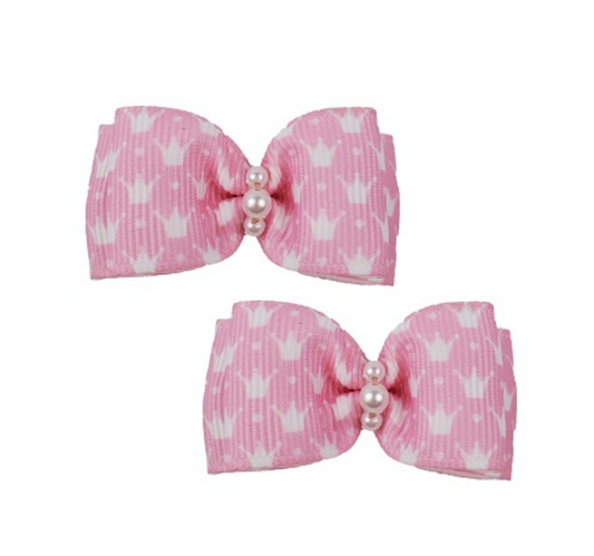 Pink Crown Pet Hair Bows