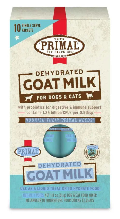 Primal Dog and Cat Dehydrated Goat Milk, 1.8 Ounces, 10 Pack