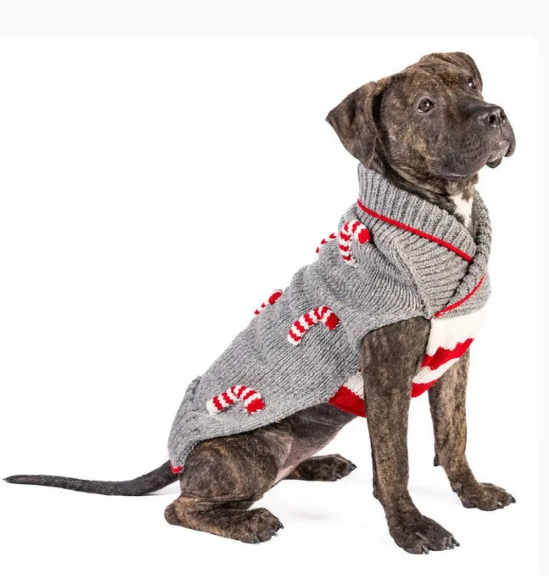 Candy Cane Dog Sweater