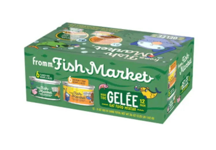 FROMM FISH MARKET HIGH TIDE (SALMON & TUNA + FLAKED COD) GELEE MIXERS CAT 12/3 OZ