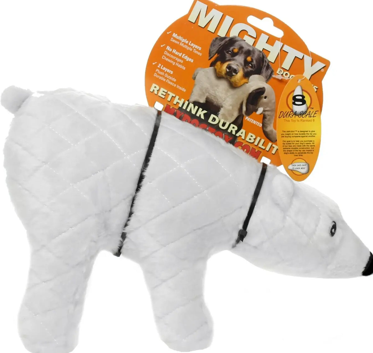 Mighty Arctic Polar Bear Squeaky Plush Dog Toy, White