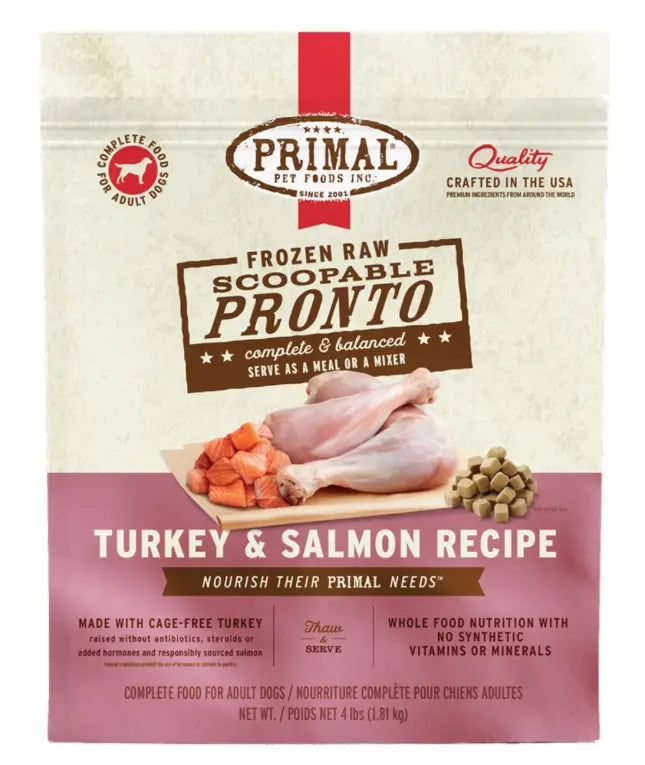 Primal Frozen Raw Scoopable Pronto Turkey & Salmon Recipe Adult Dog Food