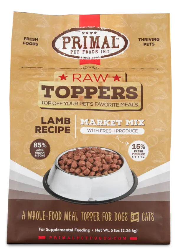 Primal Raw Toppers Market Mix Lamb Dog & Cat Food Topper, 5-lb