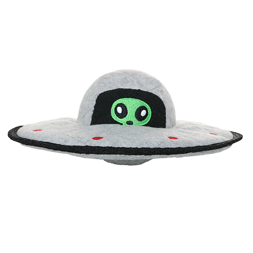 Aliens: Tuffy gray UFO Dog Toy.