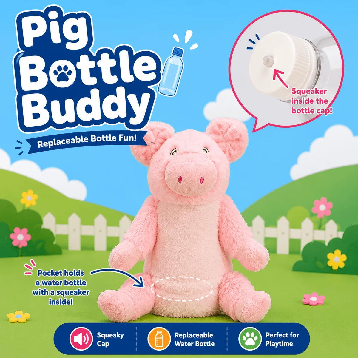 Bottle Buddy Dog Toys - 10"