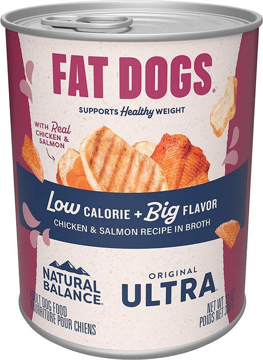 Natural Balance Fat Dogs Chicken & Salmon Recipe in Broth.