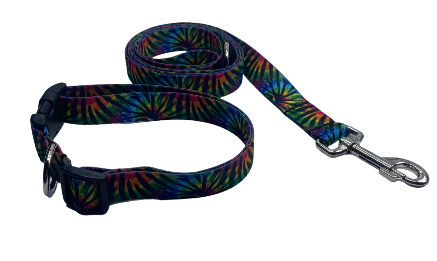 Tiger Stripe Tie Dye Nylon Collars or Leads (1" Wide)