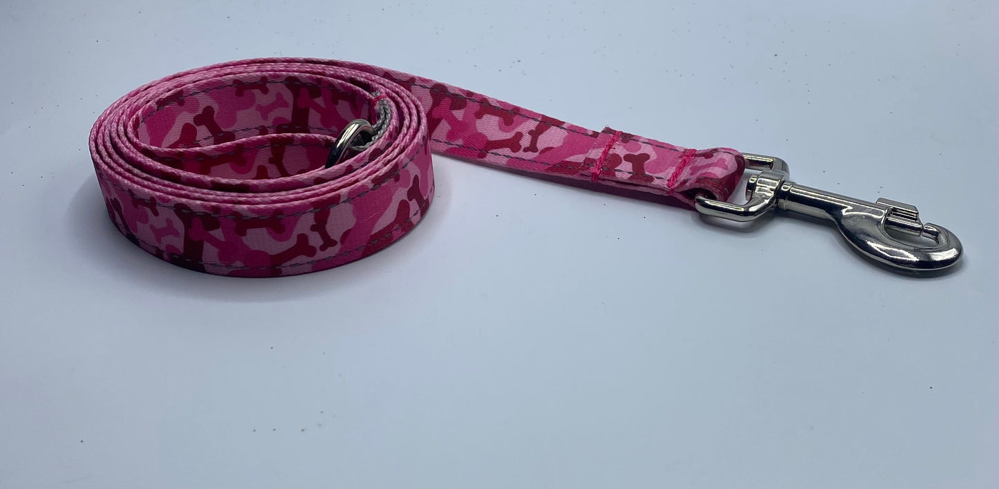 Reflective Pink Camo Nylon Collars or leads (1" Wide)